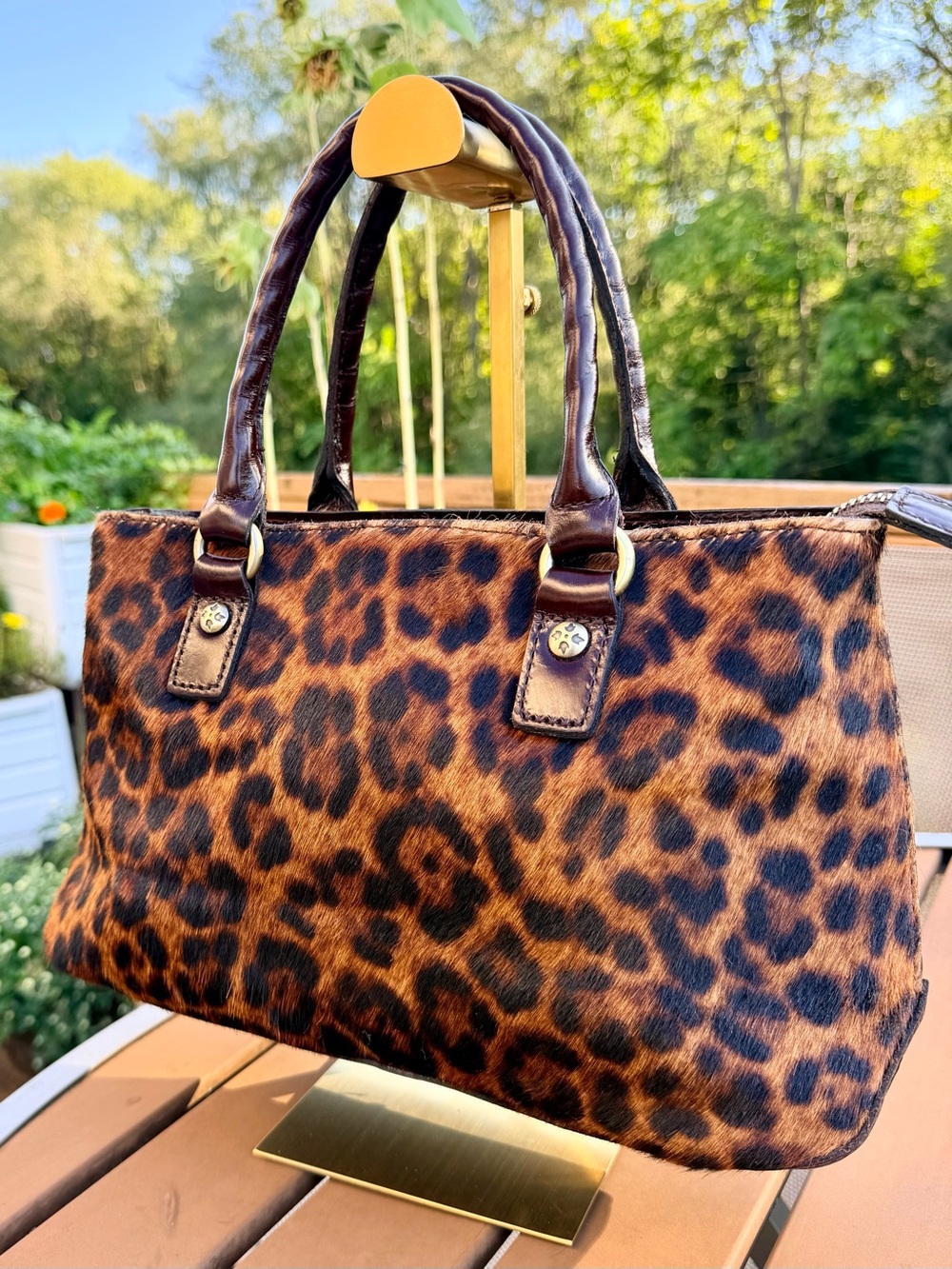 Patricia Nash Rienzo Leopard Calf Hair Leather Satchel. 🐆RARE🐆 model P357283 - Picture 3 of 13